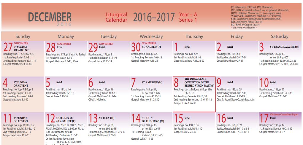 National Liturgical Calendar